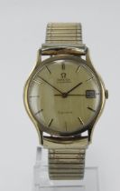 Gents 9ct cased Omega automatic wristwatch, ref. 162.5421, circa 1972. The gilt dial with gilt baton