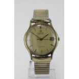 Gents 9ct cased Omega automatic wristwatch, ref. 162.5421, circa 1972. The gilt dial with gilt baton