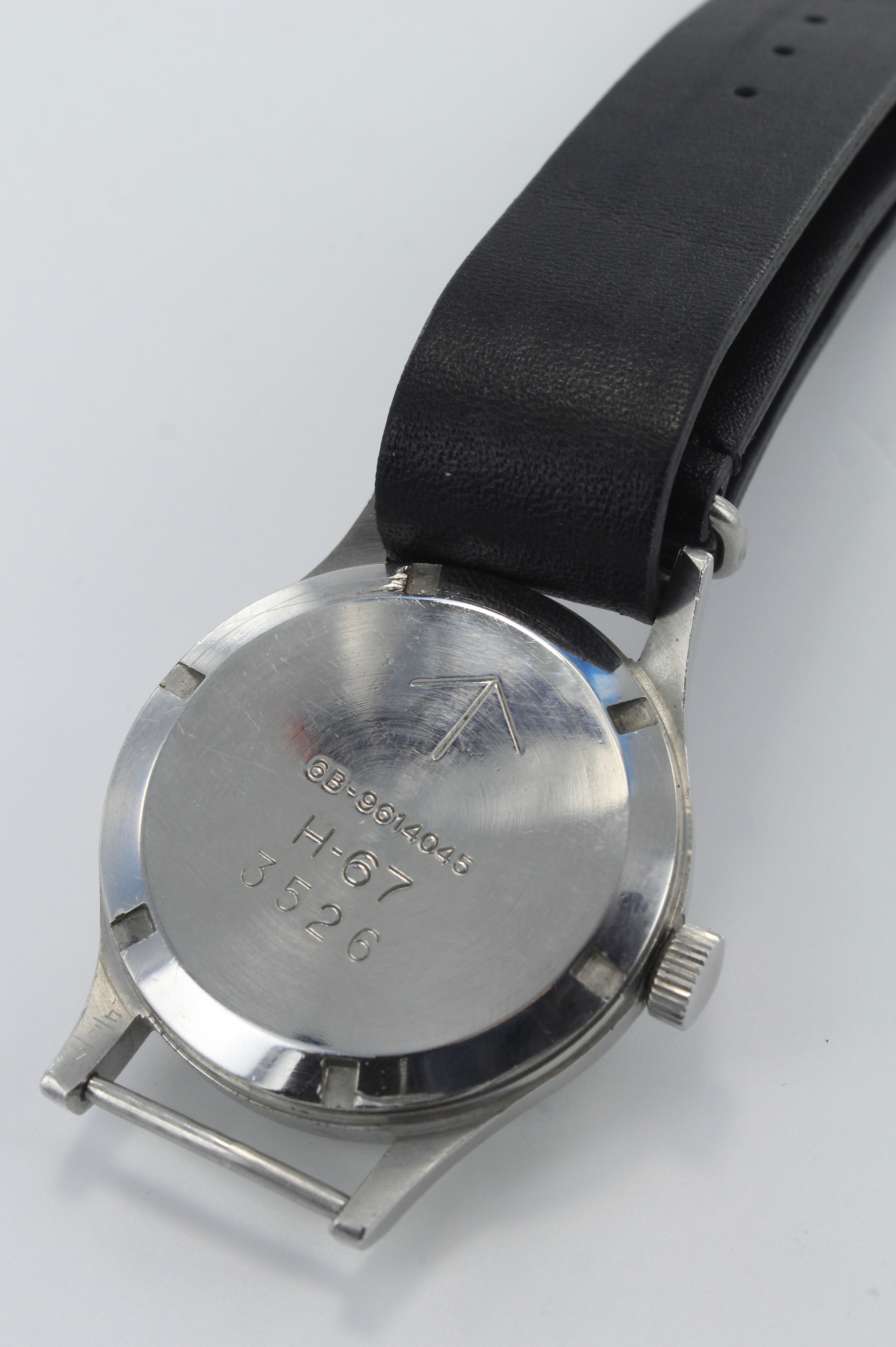 Hamilton British Military Issue RAF Pilots wristwatch, circa 1960s. The black dial with Arabic - Image 2 of 2