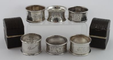 Two pairs of silver napkin rings hallmarked Birm. 1925 & Chester 1923/24 & two other silver napkin