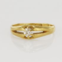 18ct yellow gold Edwardian diamond solitaire ring, one old cut approx. 0.25ct, hallmarked London