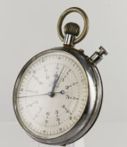 Nero Lemania nickel cased stopwatch, the case back engraved 'B.B.C. 2151', movement no. 1183592.