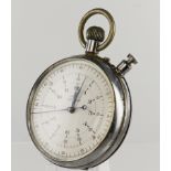 Nero Lemania nickel cased stopwatch, the case back engraved 'B.B.C. 2151', movement no. 1183592.