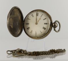 George IV silver cased full hunter key wind pocket watch, hallmarked London 1824. The white enamel