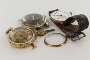 Three watches. Gents 9ct cased with inport marks for Glasgow 1935, ladies 18ct cased fob watch dia