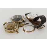 Three watches. Gents 9ct cased with inport marks for Glasgow 1935, ladies 18ct cased fob watch dia