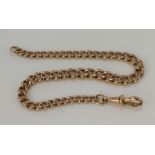 9ct rose gold pocket watch chain, each graduated curb link stamped '9.375', one dog clip stamped '
