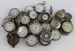 Assortment of 26 small sized pocketwatches and fob watches. AF