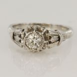 White gold (tests 18ct) diamond solitaire ring, one round brilliant cut approx. 0.30ct, open