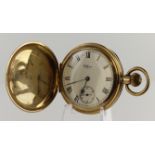 Gents gold plated full hunter pocket watch by Waltham, circa 1917. Traveler grade. The signed