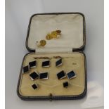 Assortment of yellow gold (tests 9ct) vintage dress stud sets, yellow and white gold onyx set