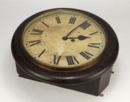 Mahogany fusee movement wall clock, pendulum present dial diameter 30cm approx. (working at time