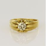 18ct yellow gold diamond solitaire ring, one round brilliant approx. 0.59ct, estimated colour