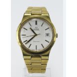 Gents gold plated Omega automatic wristwatch, ref. 166.0173, circa 1974. The silvered dial with