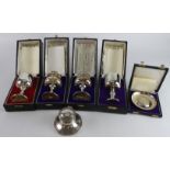 Mixed silver to incude four silver goblets, all limited edition Silver Anniversary & Princess Anne