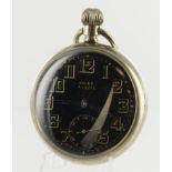 Rolex WWII military issue silver nickel cased open faced pocket watch. The back dial with Arabic