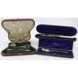 Silver mounted five piece manicure set, all pieces hallmarked Birm. 1907 plus a boxed silver tea-