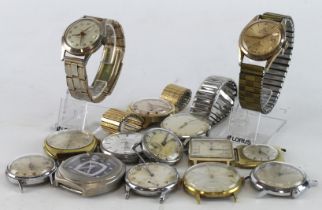 Assortment of 14 gents manual wind wristwatches, various makers. AF