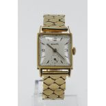 Gents 18ct cased Zenith manual wind wristwatch, case no. 516696. The silvered dial with gilt