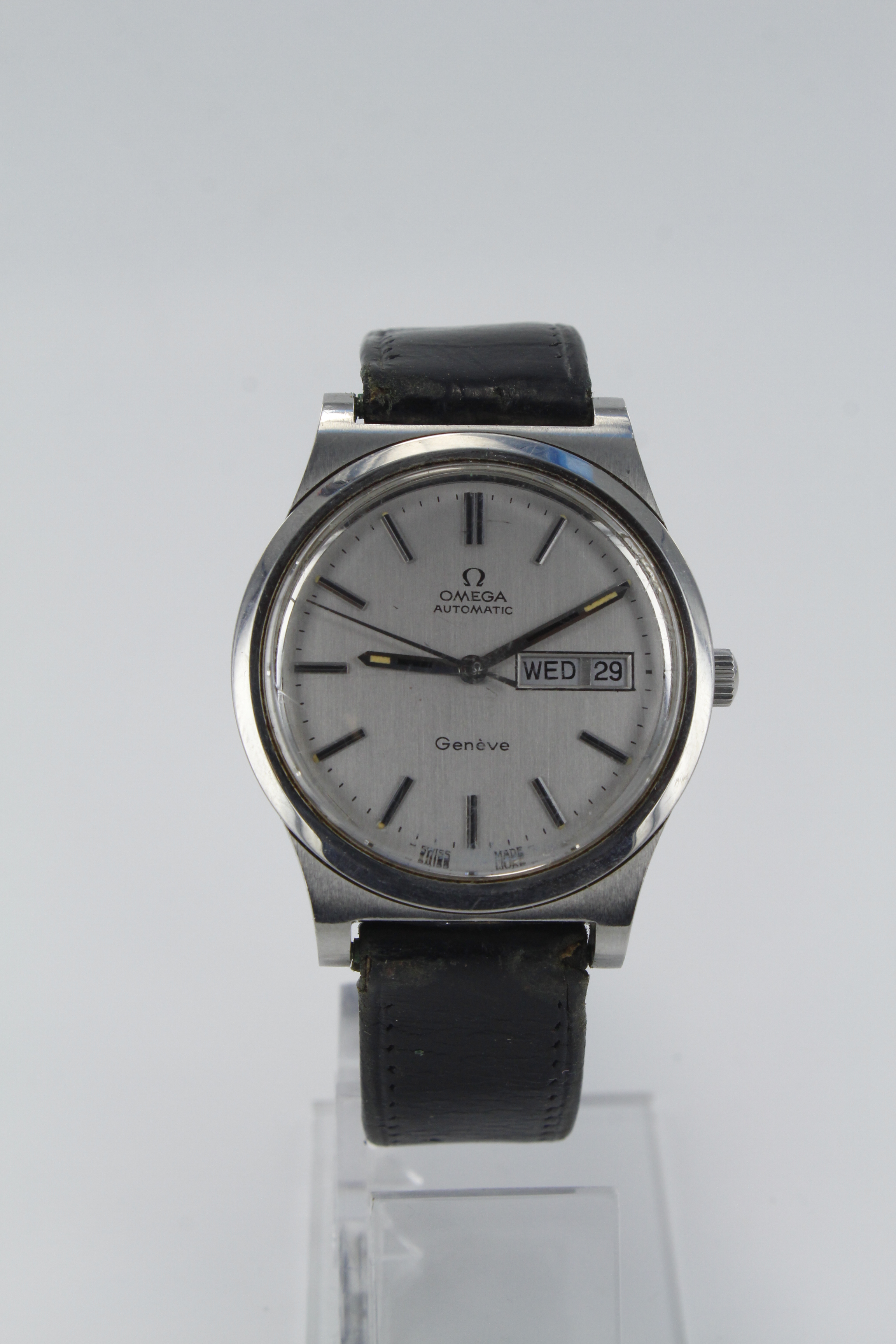 Gents stainless steel cased Omega automatic wristwatch, ref. 166.0169, circa 1972. The silver dial