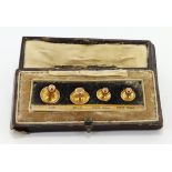 9ct gold shirt studs set in fitted box (damaged), weight 3g