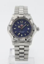 Ladies stainless steel cased Tag Heuer 2000 quartz wristwatch, ref. WK1313, serial. WX4xxx. The blue