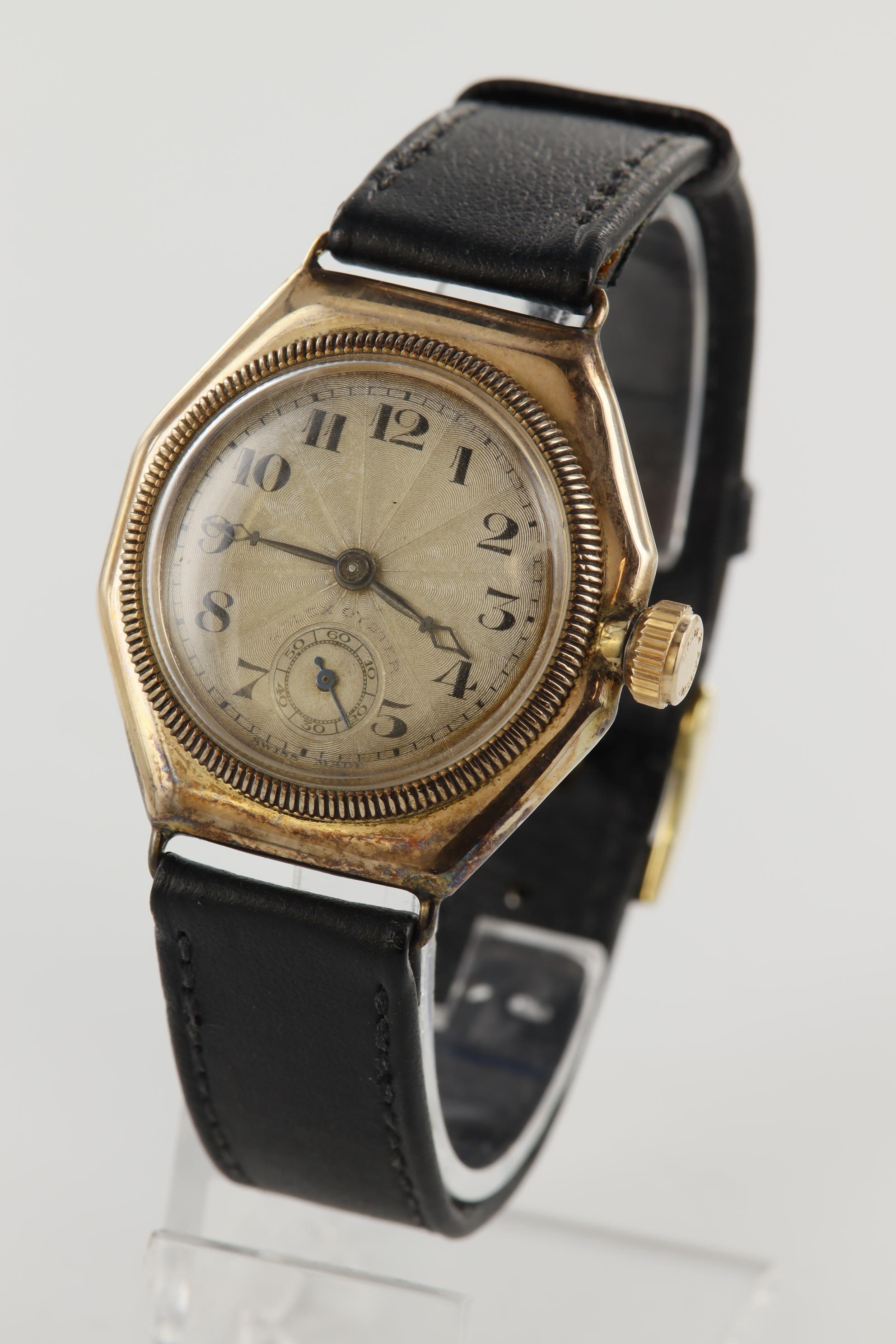 Gents 9ct cased Rolex wristwatch. Import marks for Glasgow 1927. The cream dial set with in a