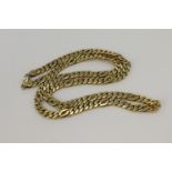 Tests 14ct (stamped 585) yellow metal curb chain. Link width 6.5mm, length 24", weight 83g.