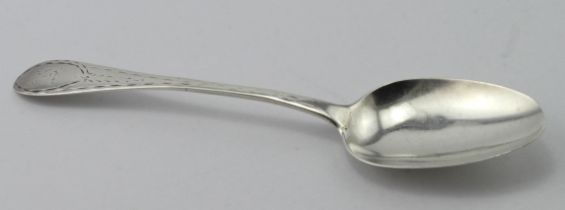 Cork, Irish Provincial, silver Bright-cut Celtic pattern teaspoon c.1790 by Carden Terry (marked