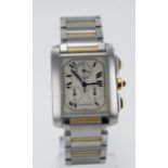 Cartier Tank Francaise Chronoflex stainless steel and gold quartz gents wristwatch, ref. 2303,