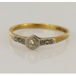 Yellow gold (tests 22ct) vintage diamond solitaire ring, principle round brilliant cut approx. 0.