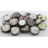 Assortment of fourteen gents silver cased pocket watches, two full hunter, the rest open face.
