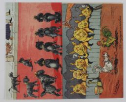 Louis Wain - Davidson 6085 & 6086, dogs, pigs, chickens, We looked out for you & We enjoyed