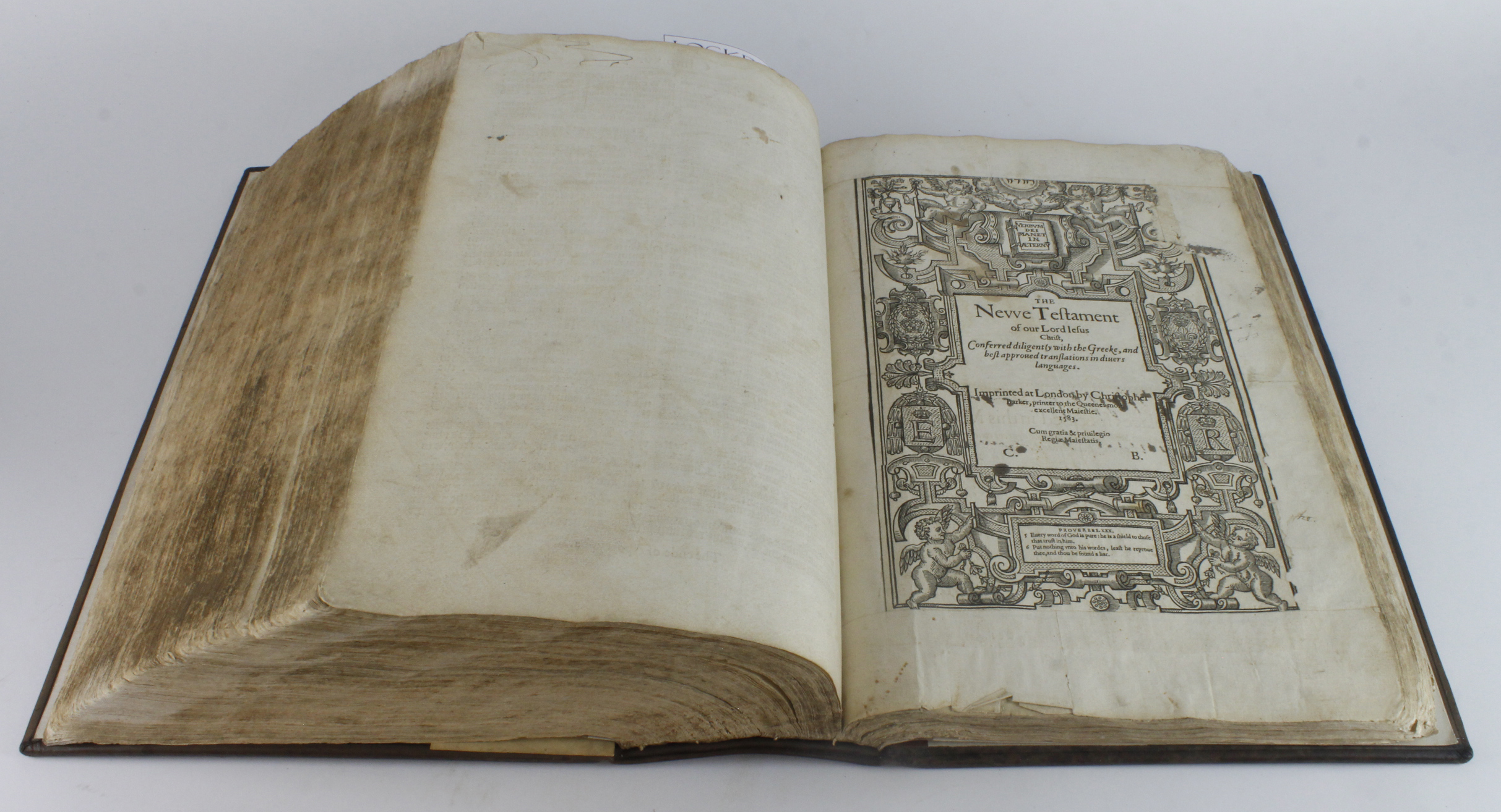 Geneva Bible, Imprinted by Christopher Barker, circa 1583, lacking title (volume starts Aiii), New - Image 4 of 4