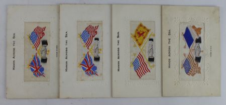 Hands across the sea, with flags, by Stevens varieties (4)