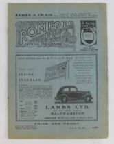 Football programme - Romford FC v Fulham Res 3rd April 1937