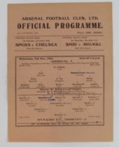 Football programme Arsenal v Dynamo FC (Moscow) 21st Nov 1945 single sheet