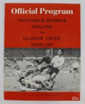 Football programme - Tottenahm v Glasgow Celtic 4th June 1966, Tour match played Vancouver, Canada