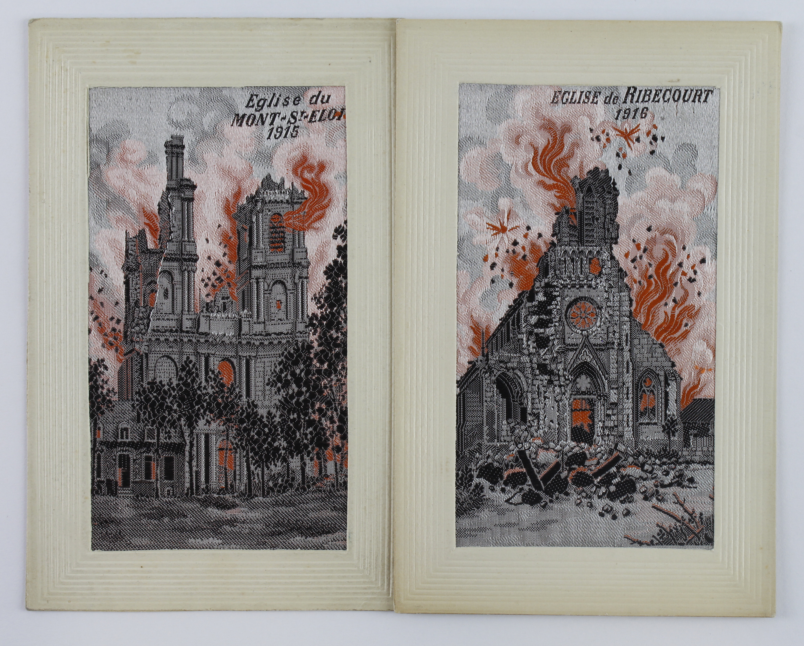 Flames, Eglise de Ribecourt 1916 & Eglise du Mont-St-Elore 1915   (2)