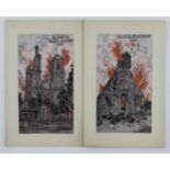 Flames, Eglise de Ribecourt 1916 & Eglise du Mont-St-Elore 1915   (2)