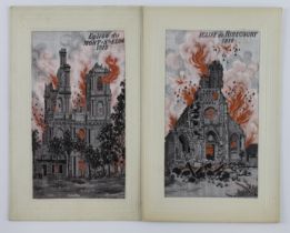 Flames, Eglise de Ribecourt 1916 & Eglise du Mont-St-Elore 1915   (2)