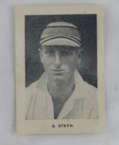 Hartleys Tobacco (S.Africa), South African English Cricket Tour 1929 type card 'S. Steyn', cat £