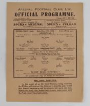 Football programme Arsenal v West Ham United 11th Dec 1943 F/L South single sheet
