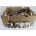 Banana box with 1000's of mixed loose old postcards incl RP's, plus 3x small old albums. Needs