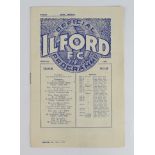 Football programme - Ilford v Dulwich Hamlet 12th March 1938 Isthmian League