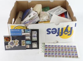 Banana box of stamps in envelopes, on leaves, loose, covers etc etc. Sorters lot.