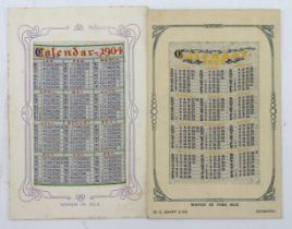 Calendars by Grant 1904 & 1922   rare   (2)