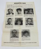 Great Train Robbery interest. An original Metropolitan Police Wanted Poster, for the people