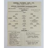 Football programme Arsenal v Chelsea (Fuel Emergency Edition) F/L Div 1, March 1st 1947, single