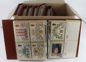 GB - PHQ Cards used 1980's to mid 1990's in 6x Royal Mail Postcard Albums, all with 1st day